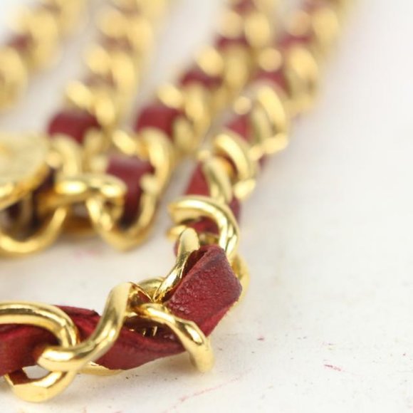 Chanel Red x Gold Interlaced CC Logo Triple Chain main image 11